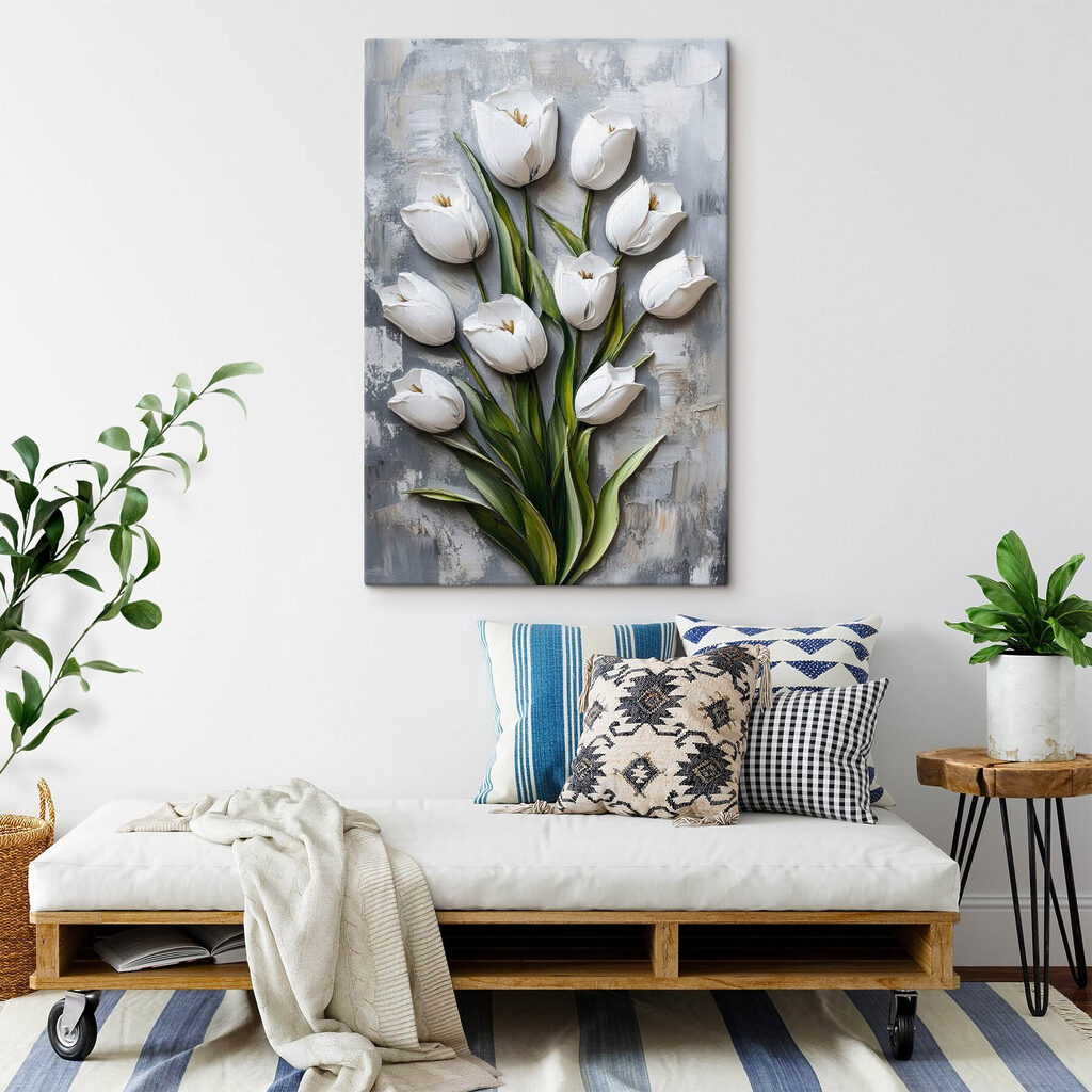 Tulipanes blancos en trazos — interior 2