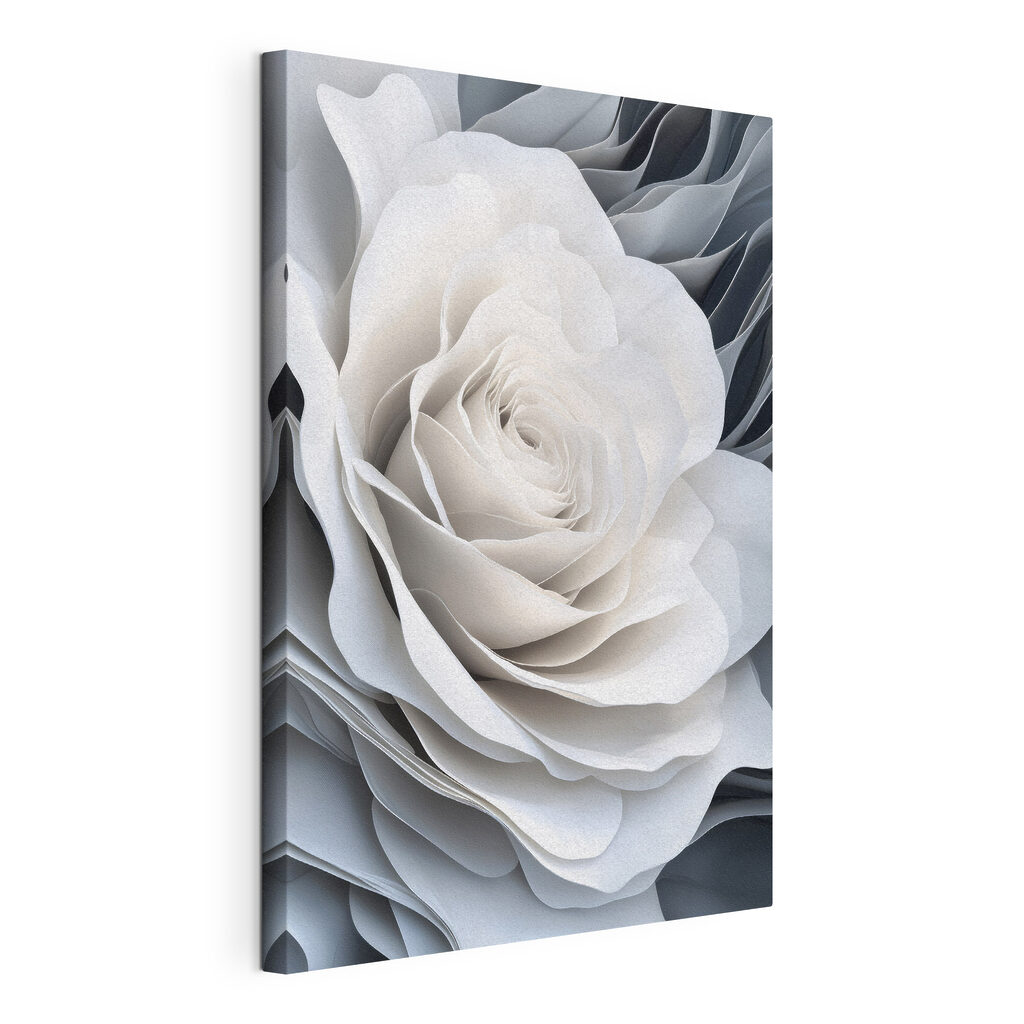 Rosa de bordes blancos, lienzo tensado con el borde envolvente