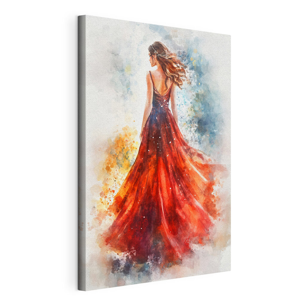 Vestido rojo en acuarela — vista del producto