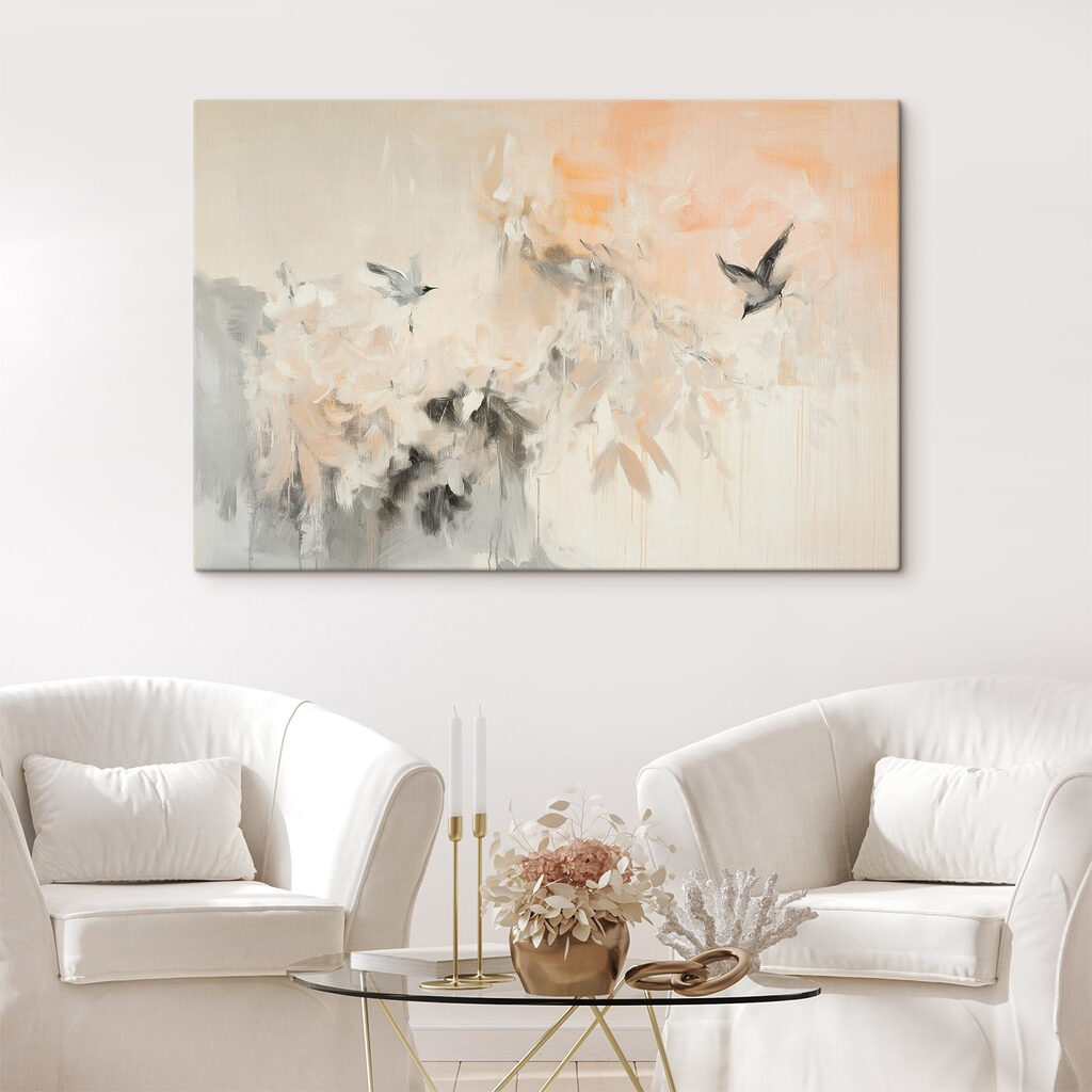 Aves entre flores pálidas — interior 1