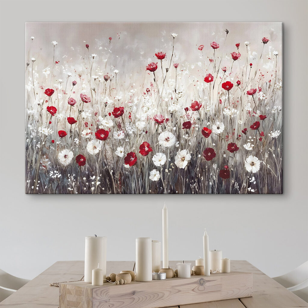 Flores rojas entre blancas — interior 1