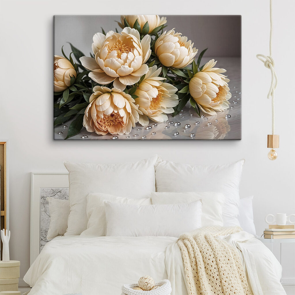 Peonías crema con gotas — interior 2