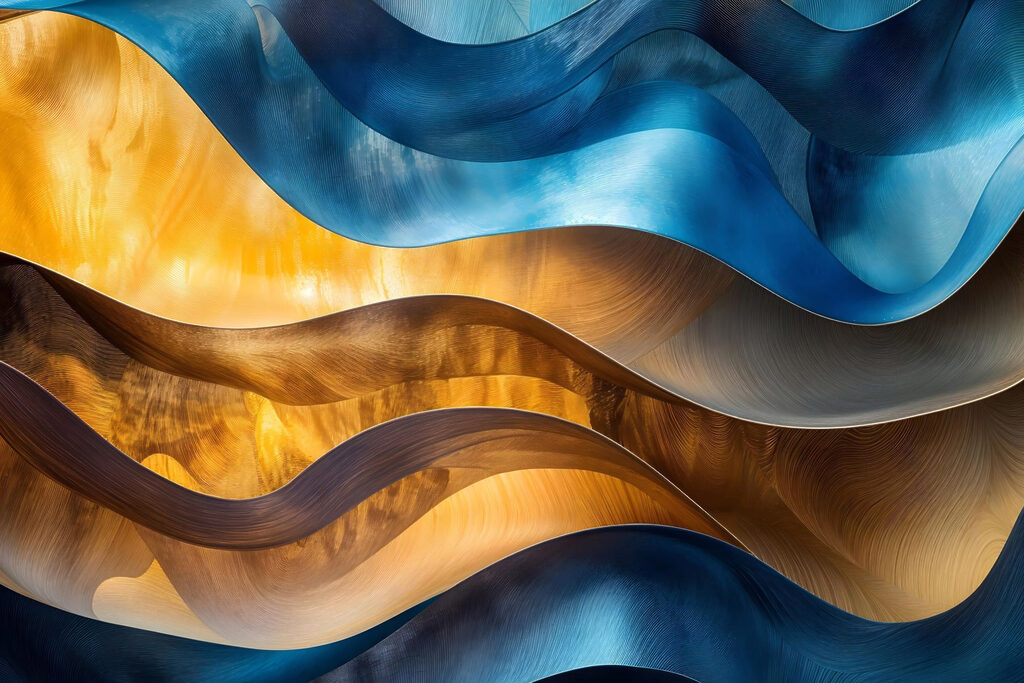 Olas azules y dorado — diseño completo