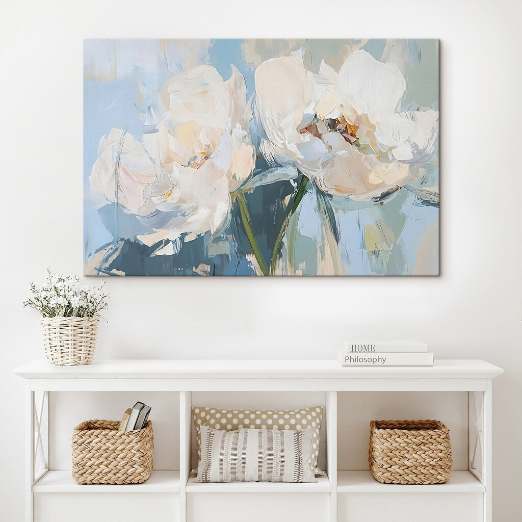 Pinceladas azules y flores — interior 1