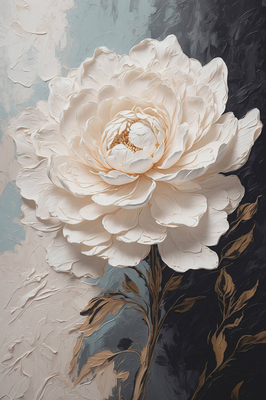 Flor crema sobre carbón — diseño completo