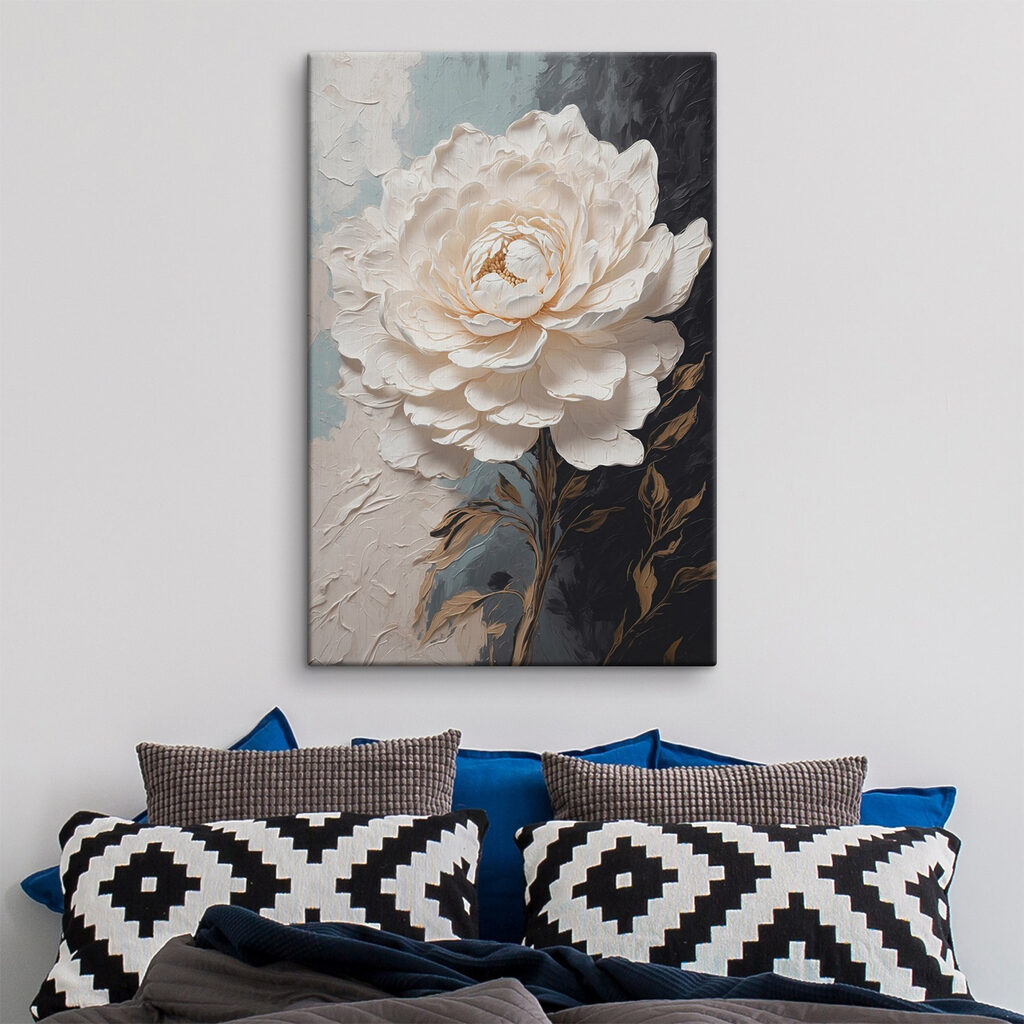 Flor crema sobre carbón — interior 2