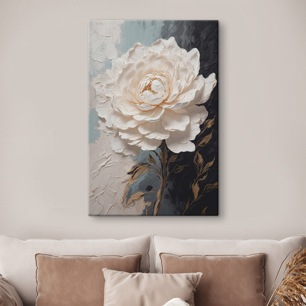 Flor crema sobre carbón — interior 1