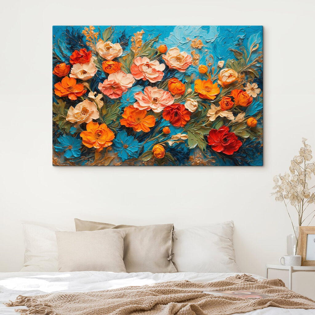 Flores entre trazos turquesa — interior 2
