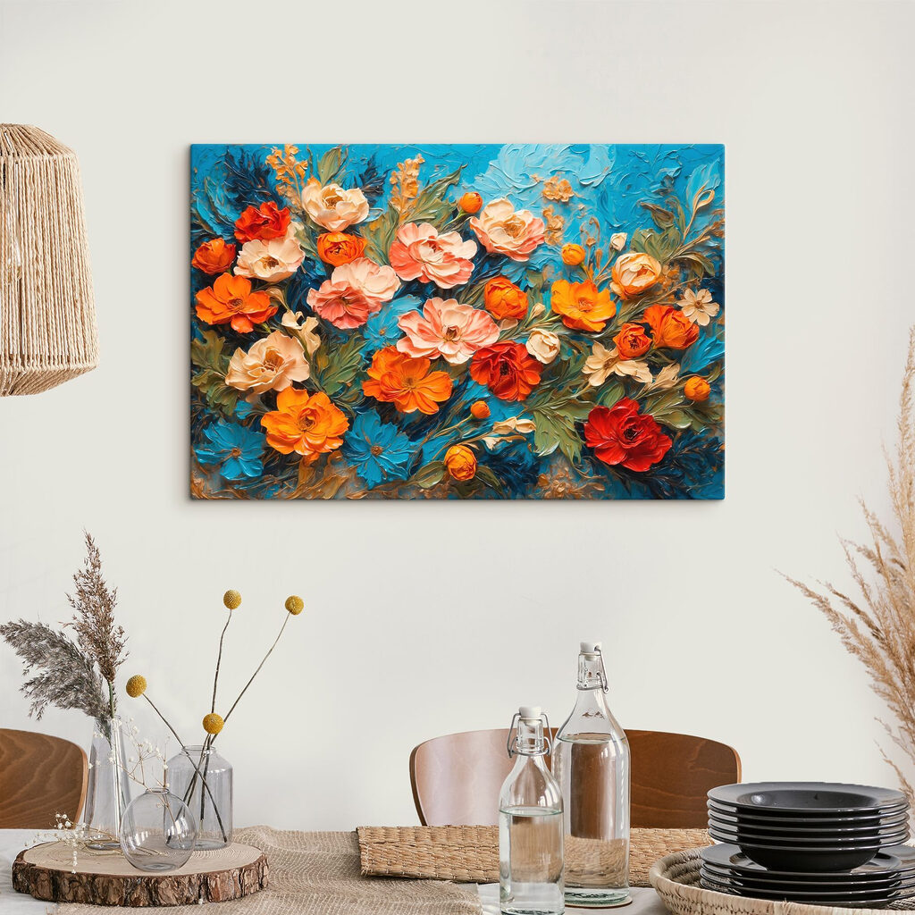 Flores entre trazos turquesa — interior 3