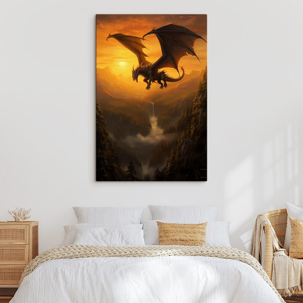 Dragón sobre barranco dorado — interior 1