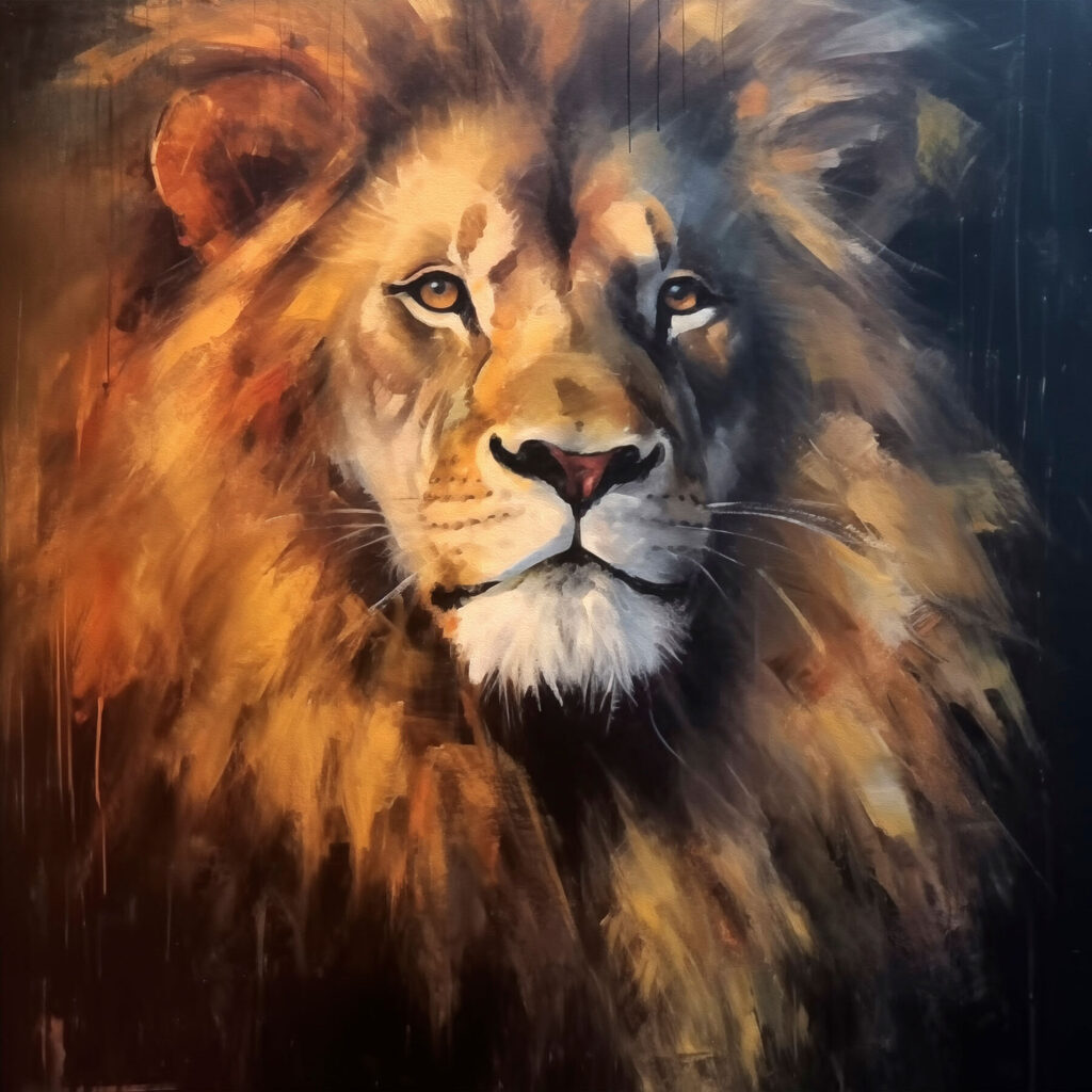 León mirando de lado — diseño completo