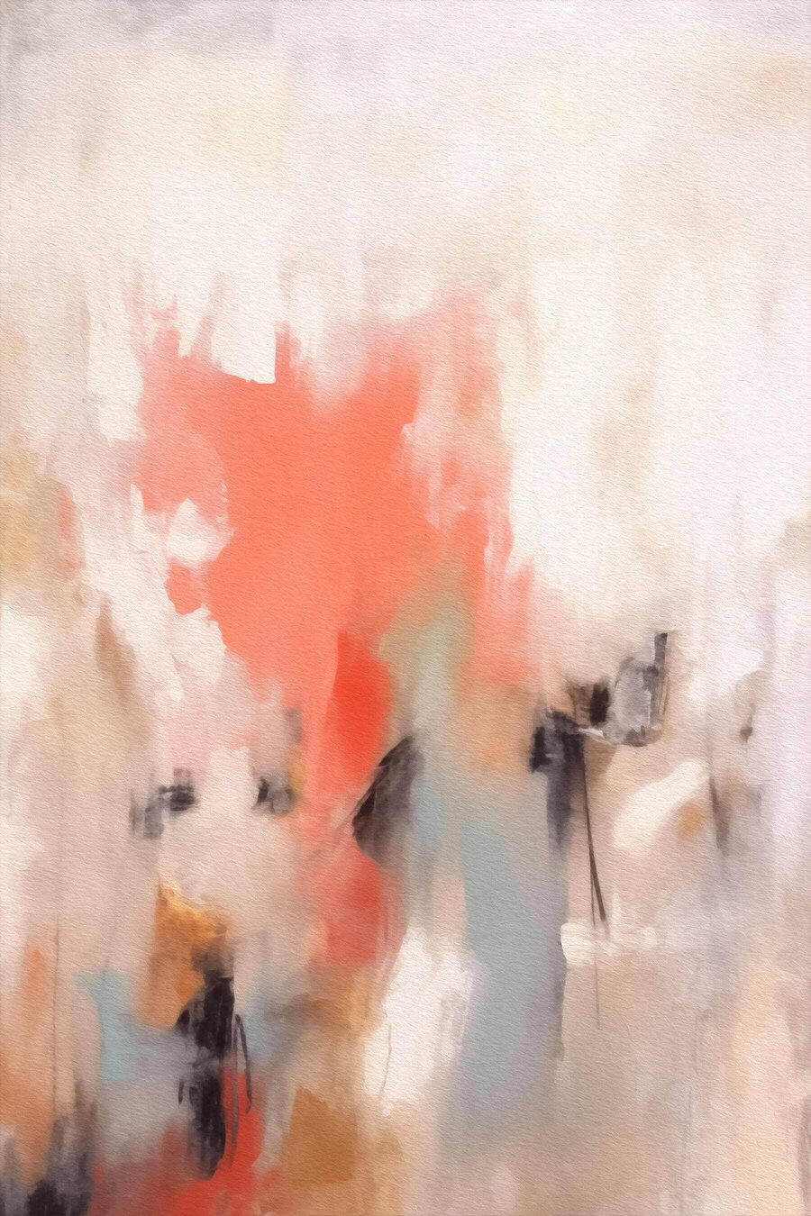 Rojo coral entre trazos — diseño completo