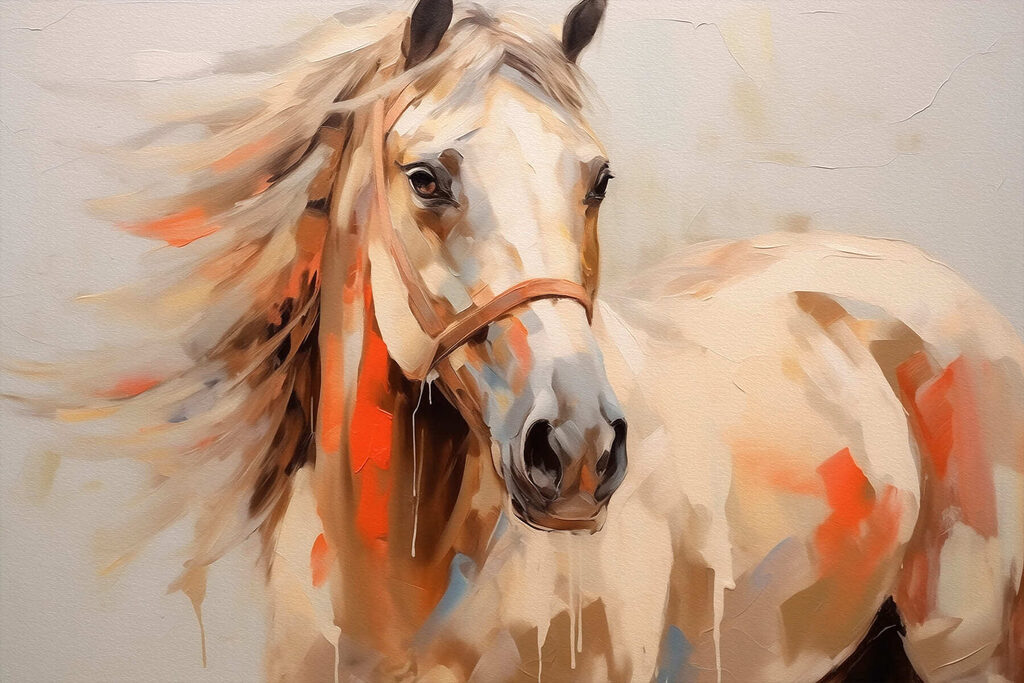 Caballo en trazos cálidos — diseño completo