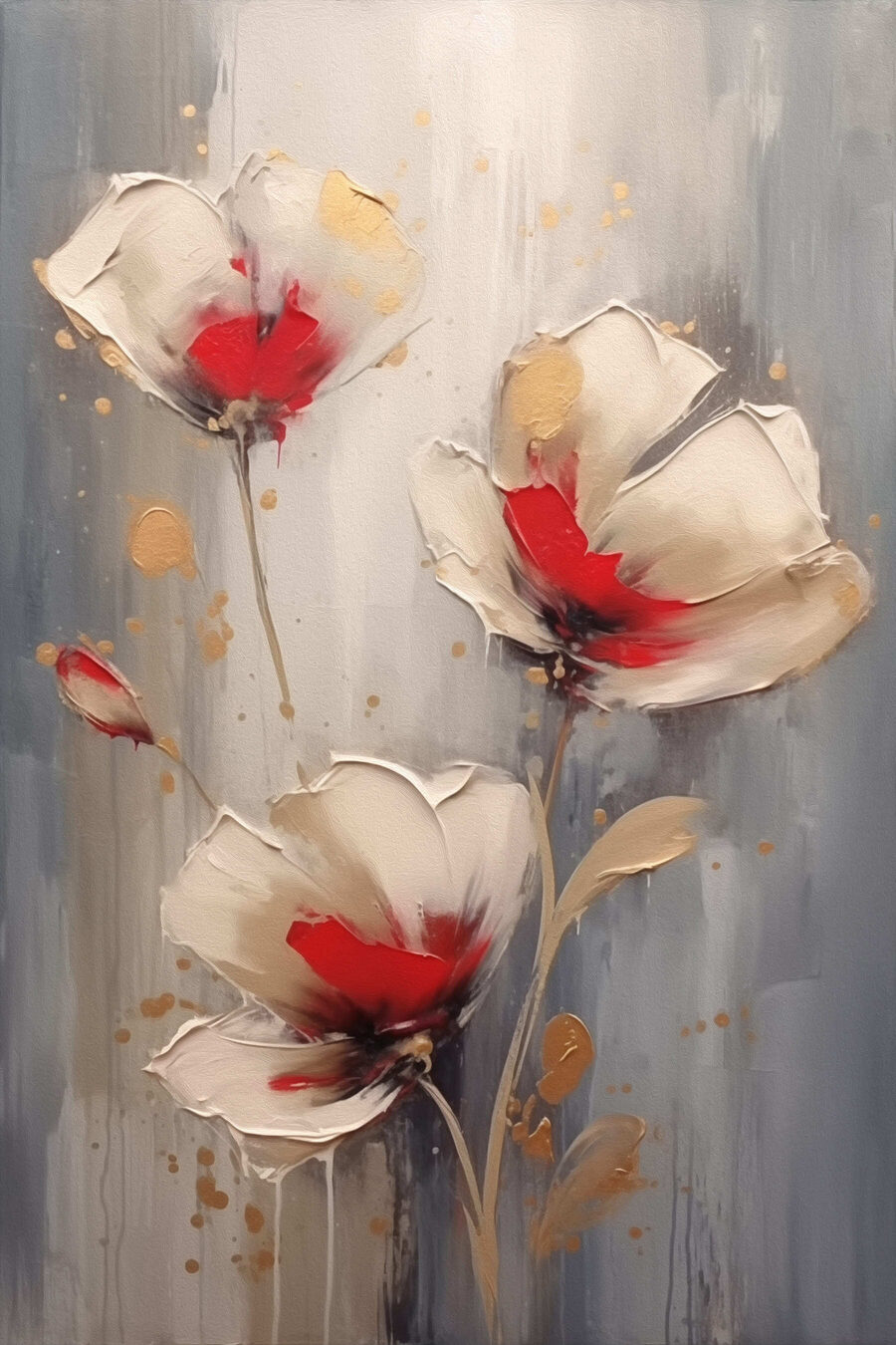 Flores crema con rojo — diseño completo