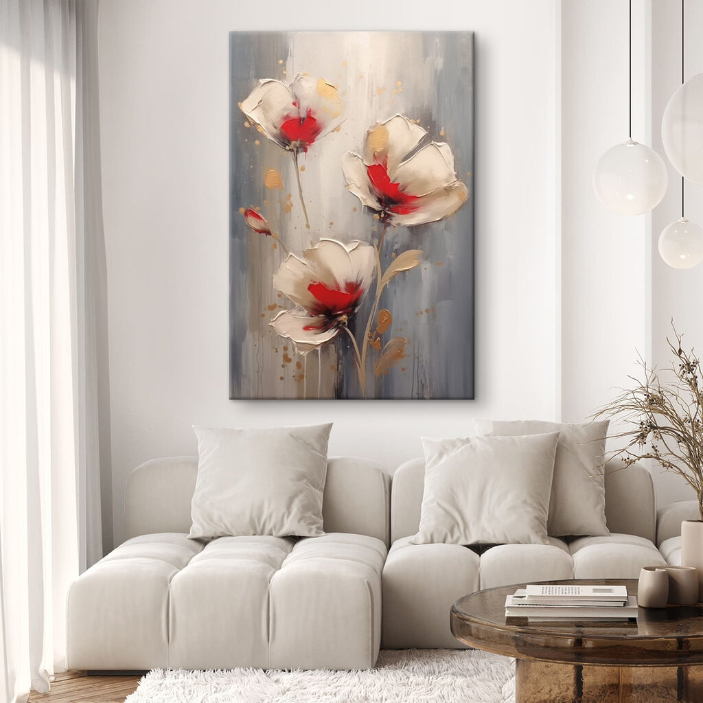 Flores crema con rojo — interior 1