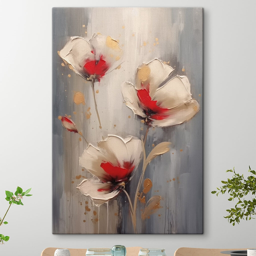 Flores crema con rojo — interior 2