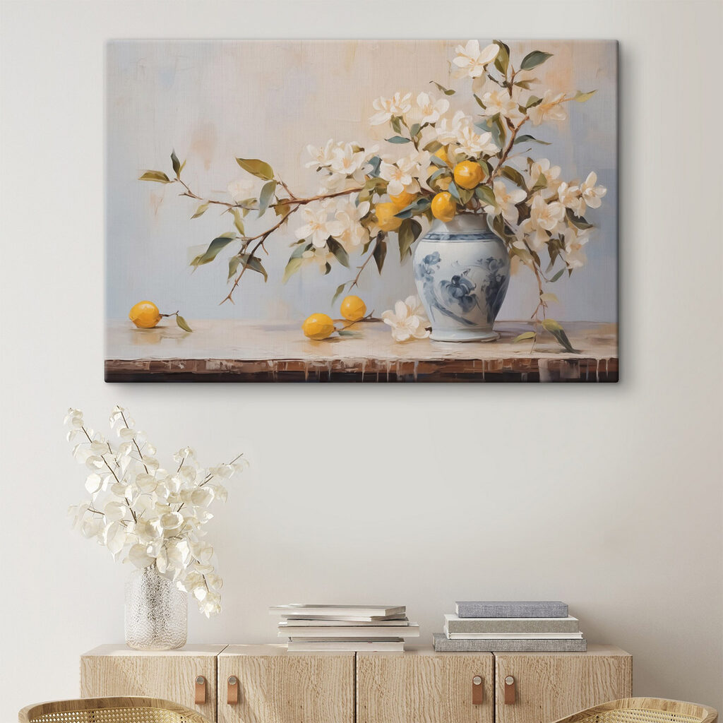 Limones en flor suave en un interior