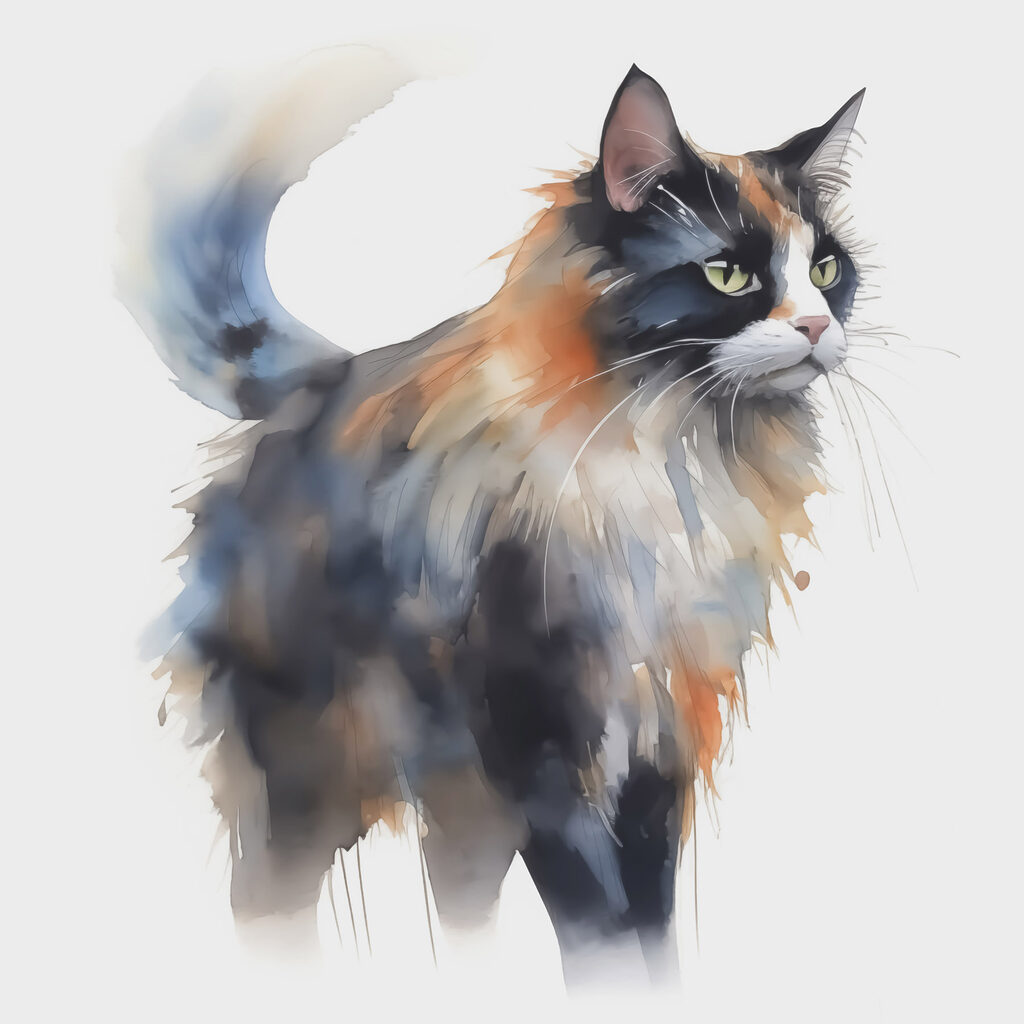 Gato en acuarela — diseño completo