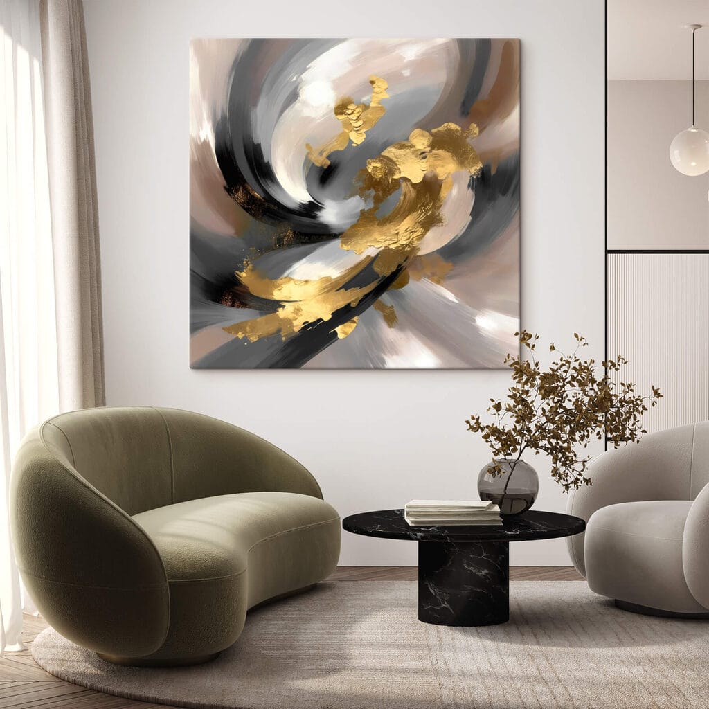 Remolino dorado en gris — interior 1
