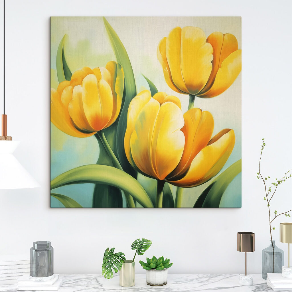 Tulipanes amarillos al sol — interior 2