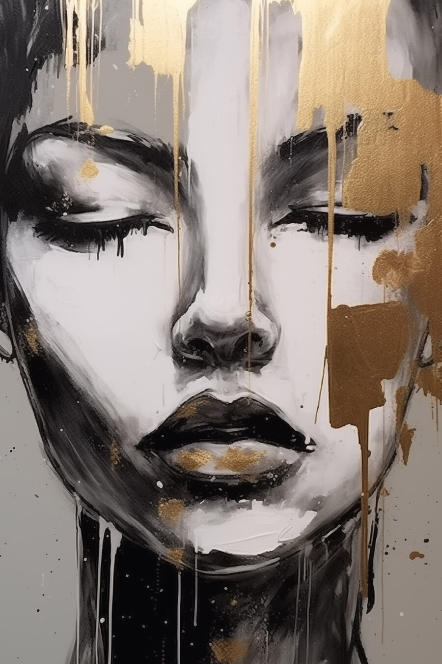 Rostro de ojos cerrados — diseño completo