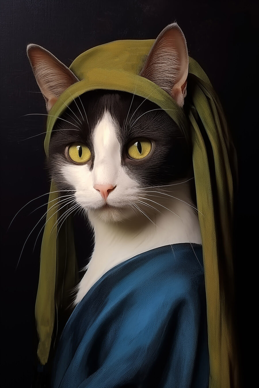 Gato con túnica azul — diseño completo