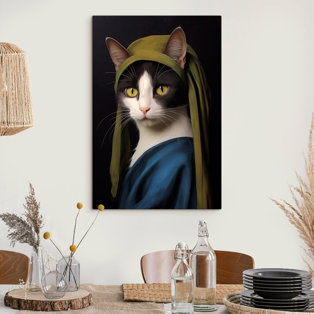 Gato con túnica azul — interior 1