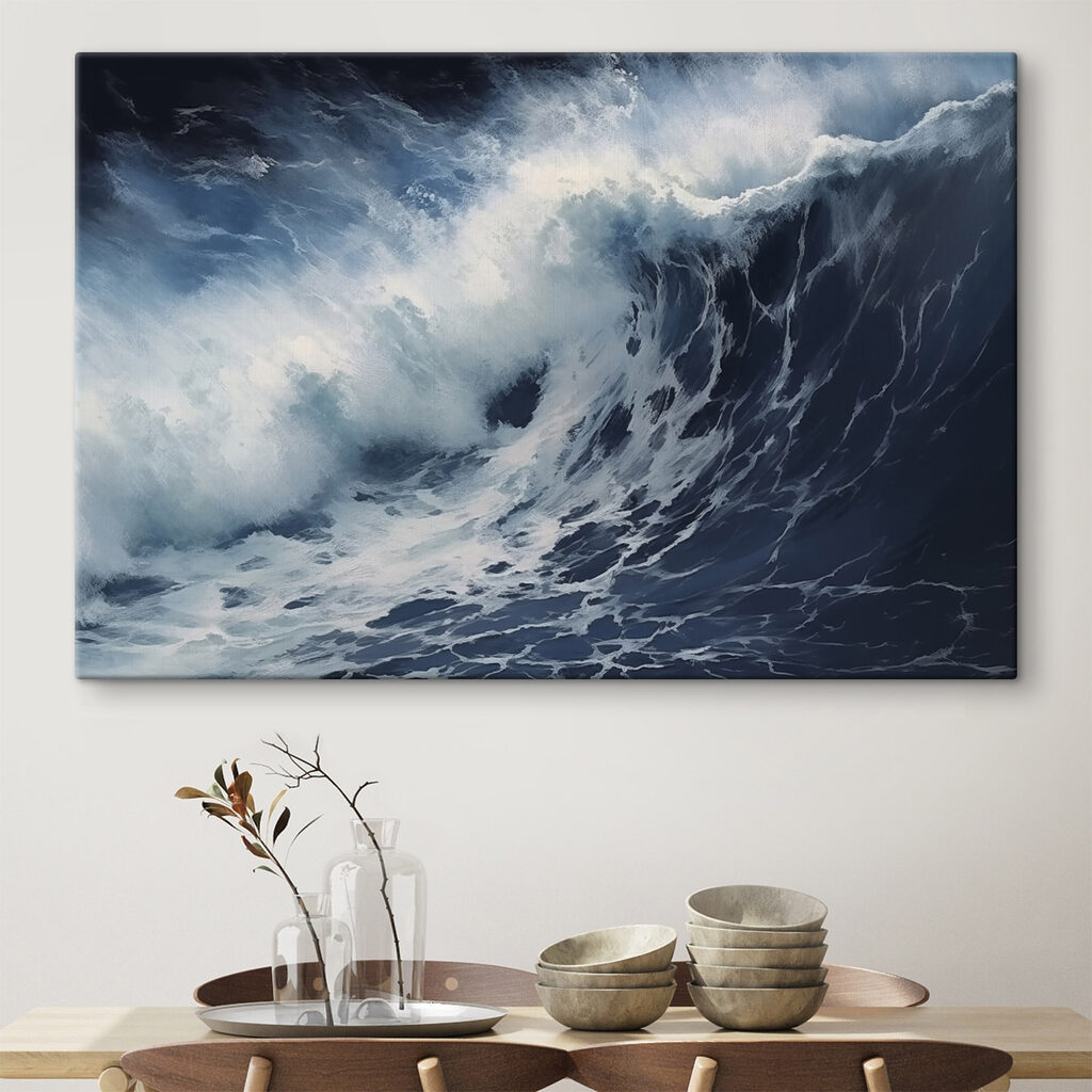Ola oscura y espuma en un interior