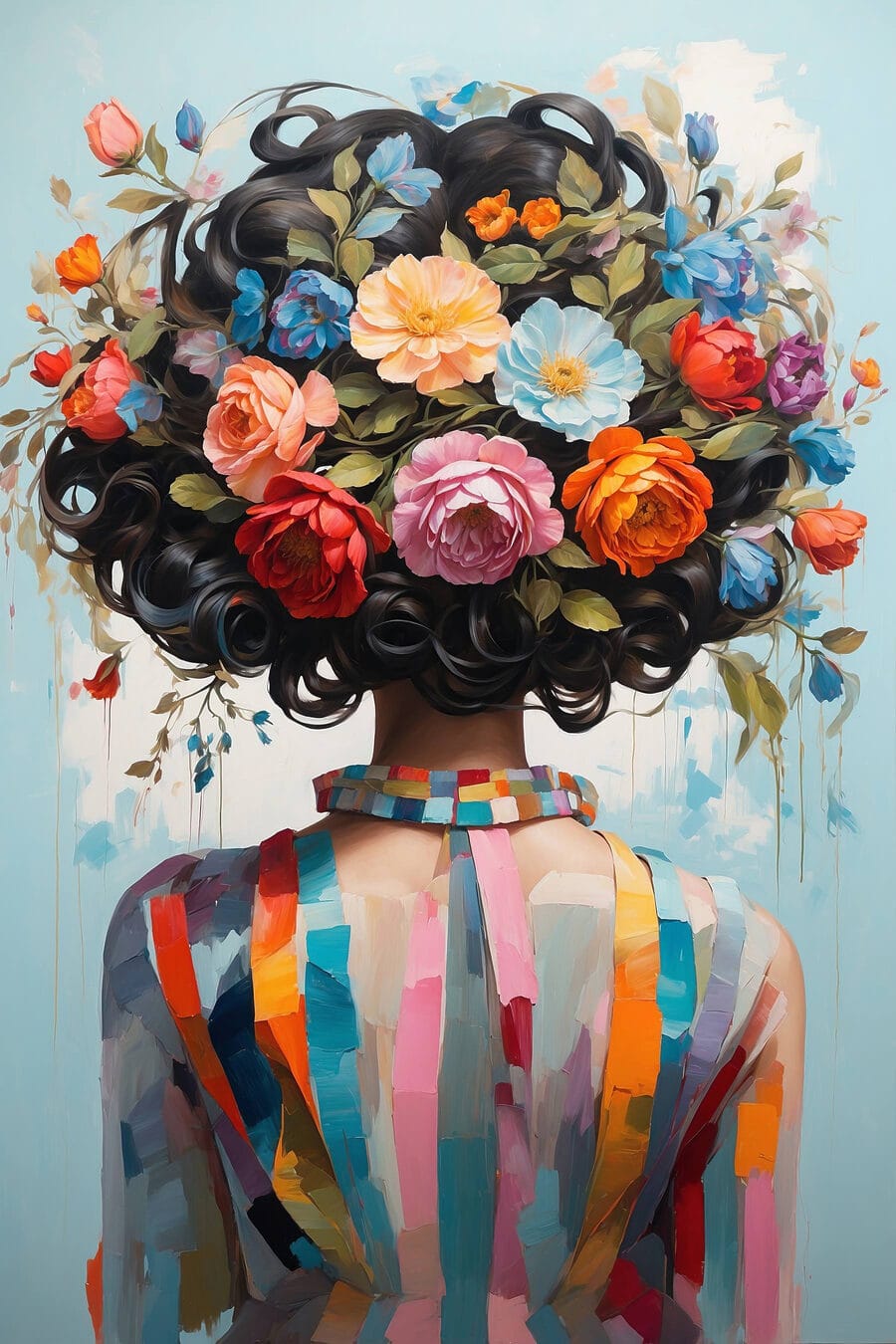 Figura con corona floral — diseño completo