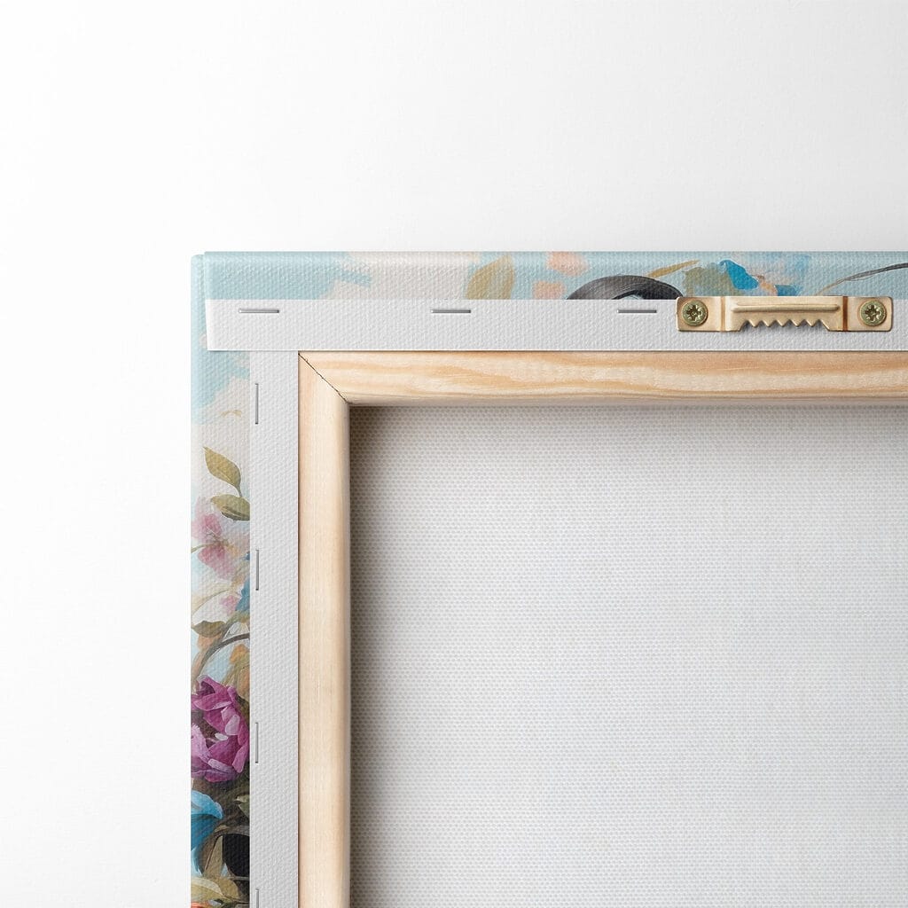 Figura con corona floral — parte trasera