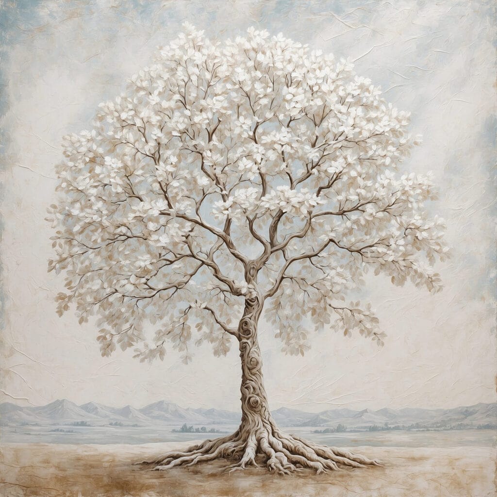 Árbol en flor blanca — diseño completo