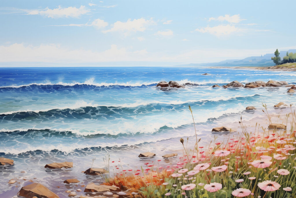 Playa de flores — diseño completo