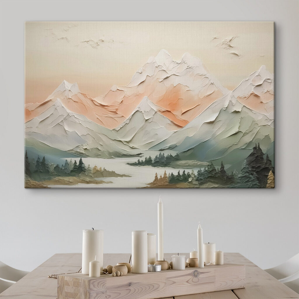 Montañas pálidas en un interior