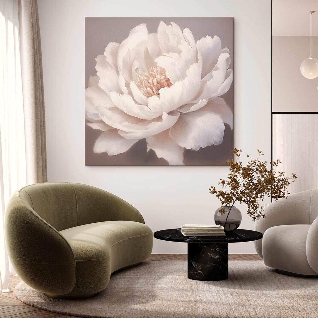 Peonía blanca sobre topo — interior 1