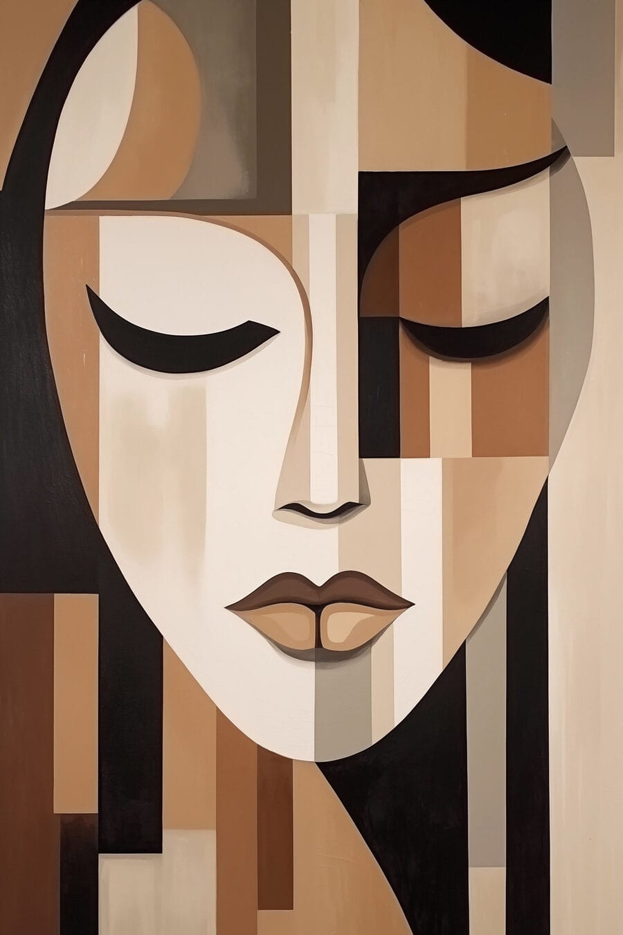 Rostro sereno en marrón — diseño completo