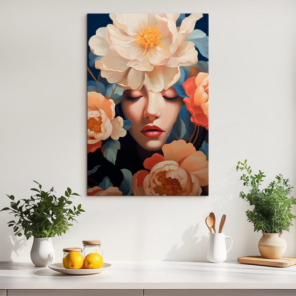 Mujer entre flores melocotón — interior 2