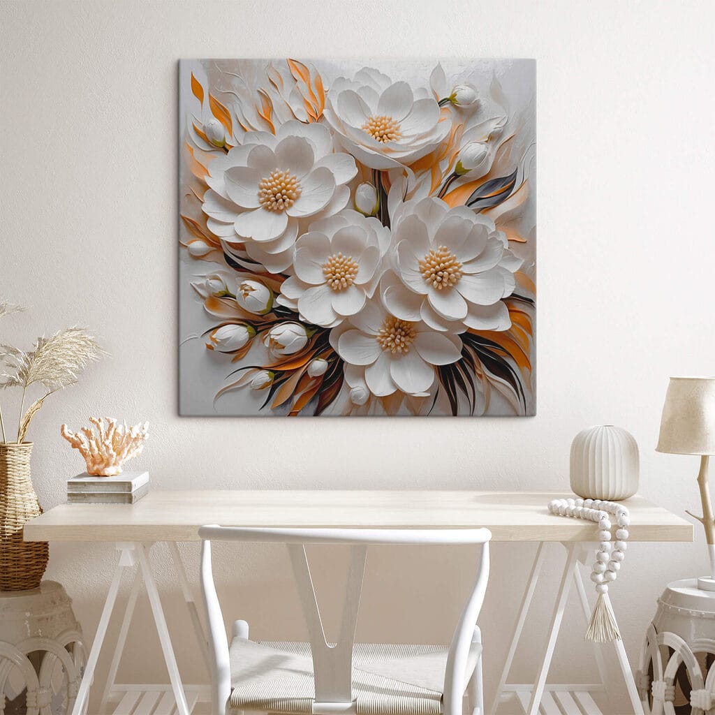 Hojas flamígeras sobre beige — interior 1