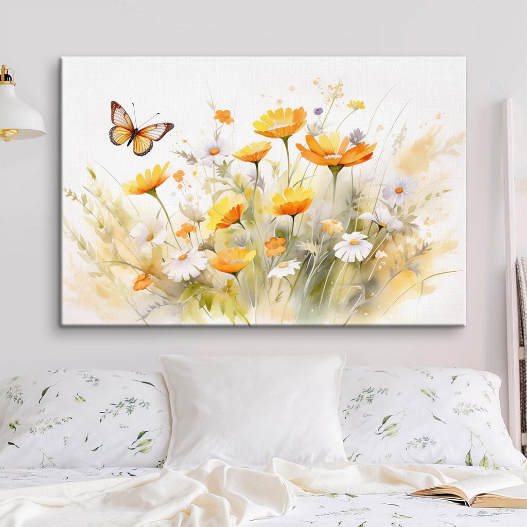 Mariposa sobre margaritas — interior 1