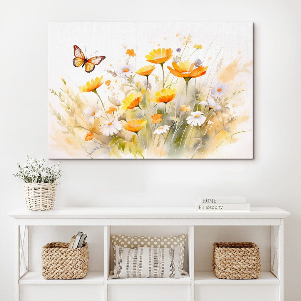 Mariposa sobre margaritas — interior 2