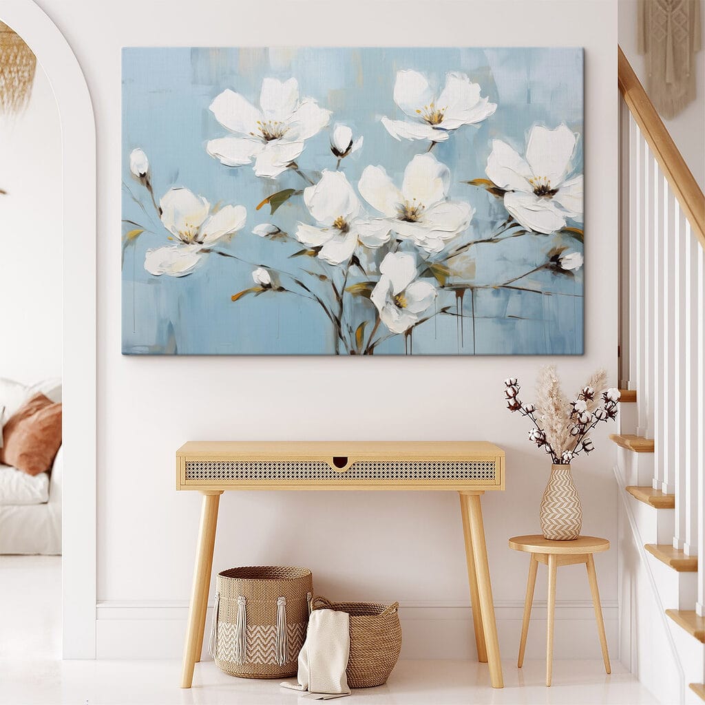 Ramas blancas sobre azul — interior 1