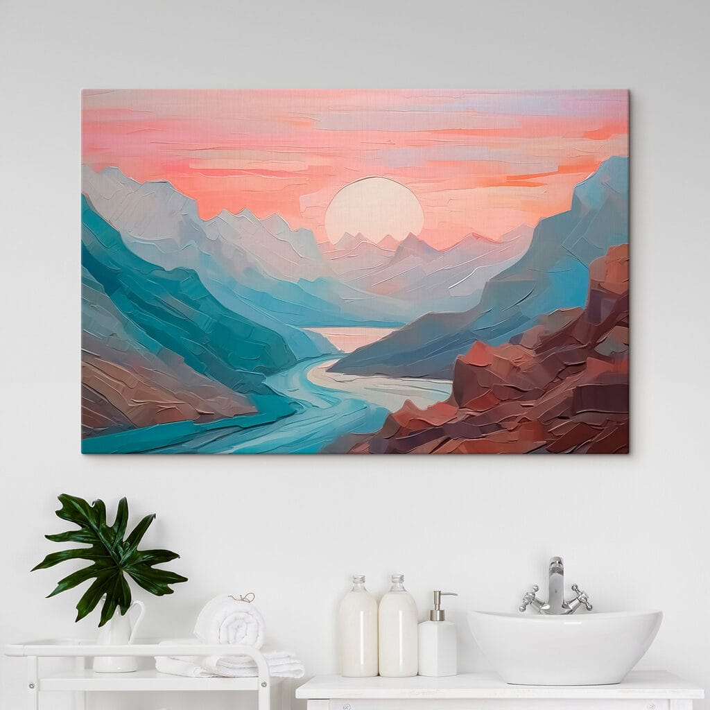 Río bajo sol rosa — interior 1