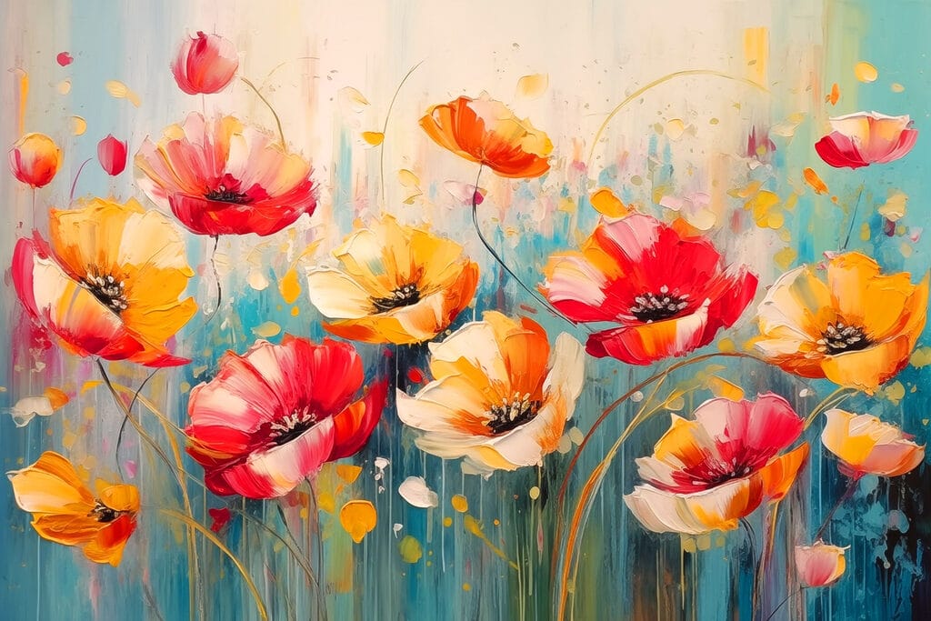 Amapolas en trazos intensos — diseño completo