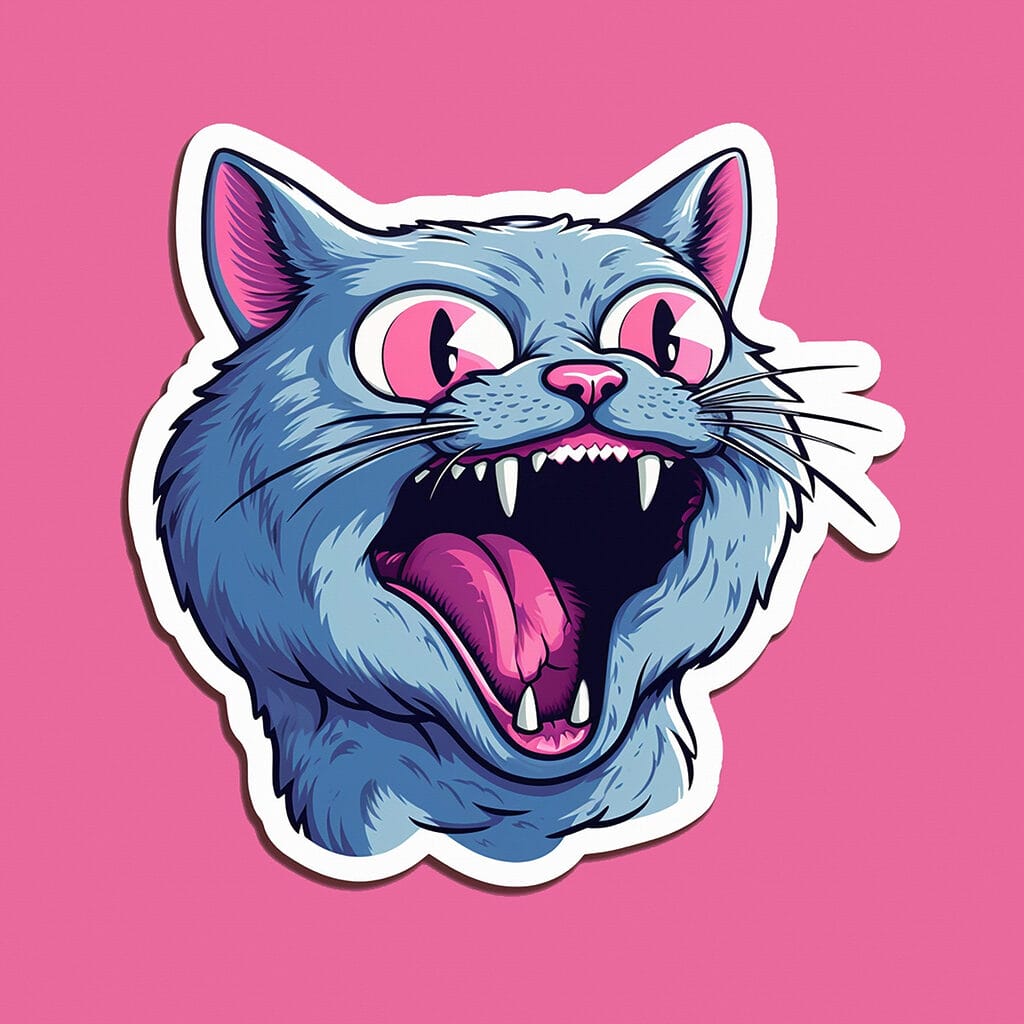 Gato de boca abierta — diseño completo