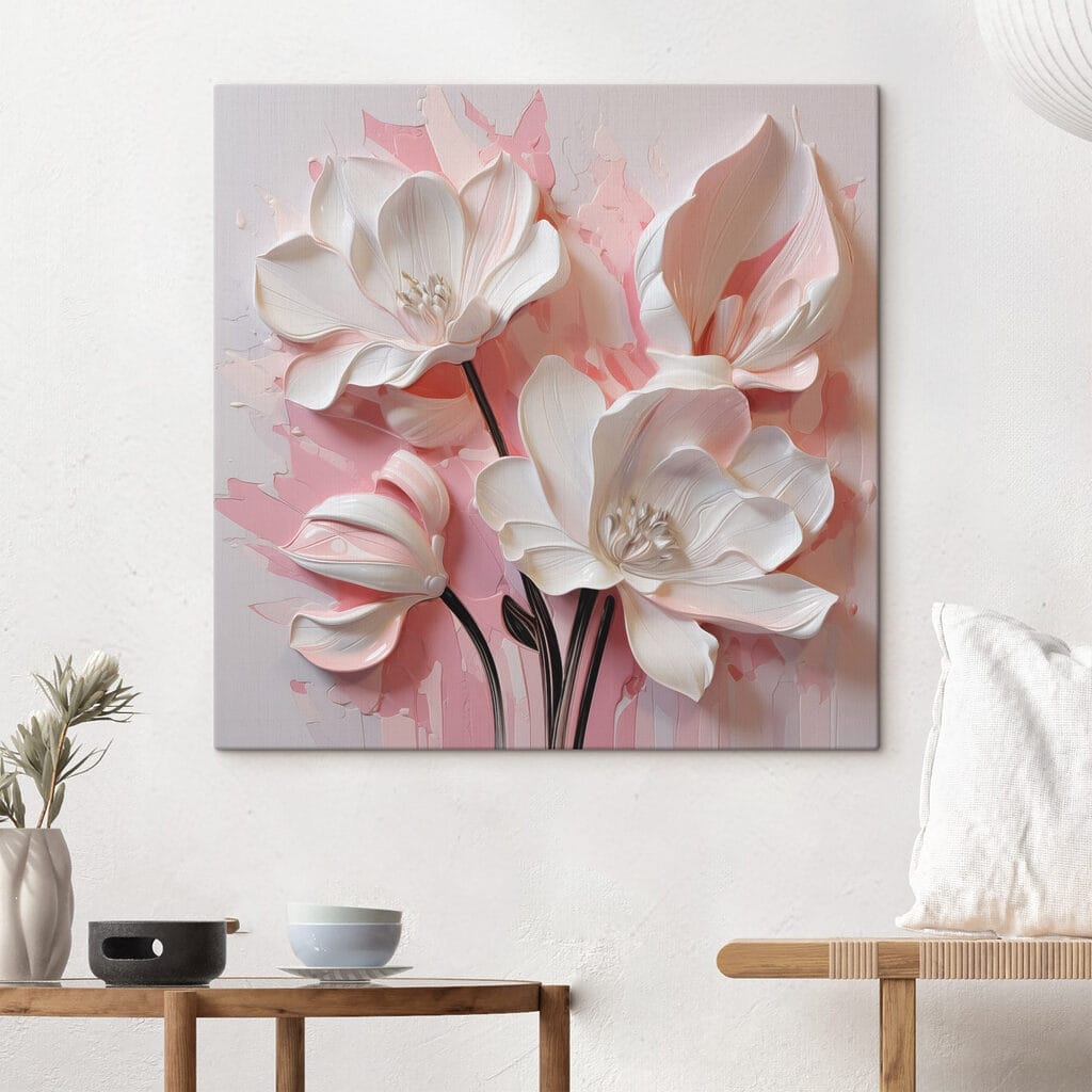 Flores blancas sobre rosa — interior 2