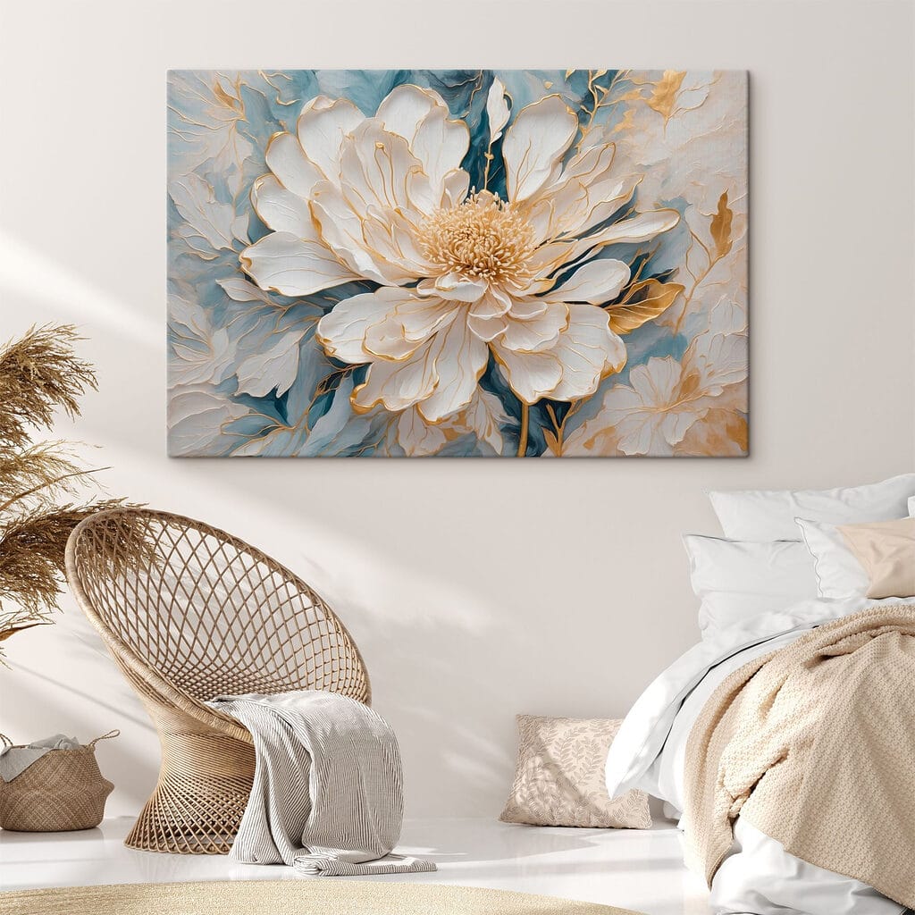 Flor blanca, hojas azules — interior 2