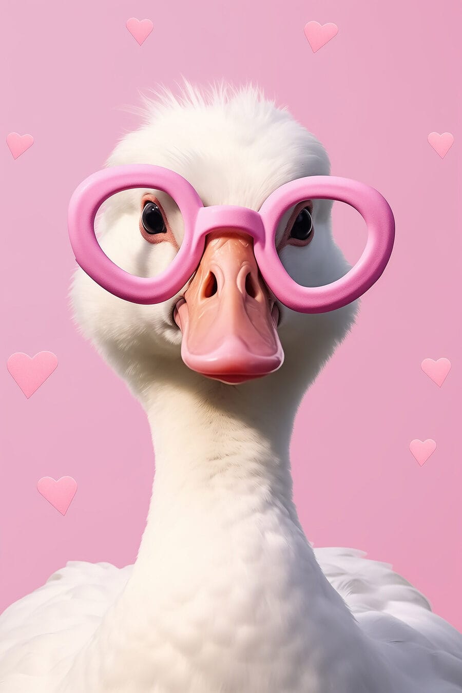 Ganso con gafas rosas — diseño completo
