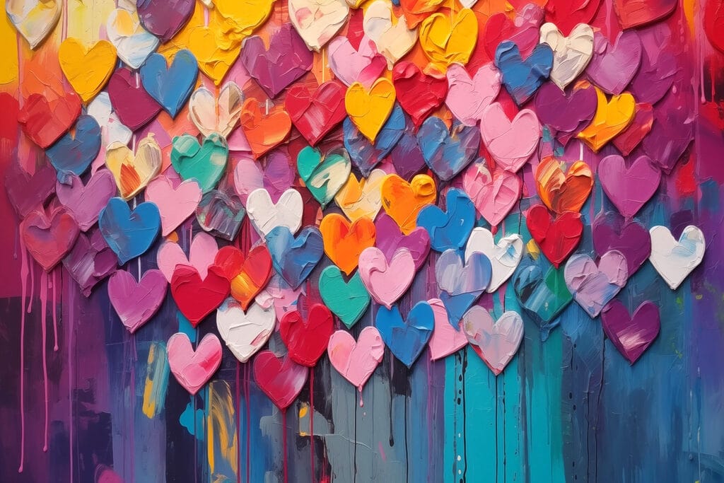 Lluvia de corazones — diseño completo