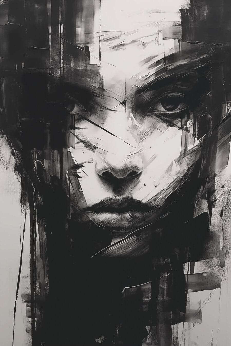Mirada intensa en contraste — diseño completo