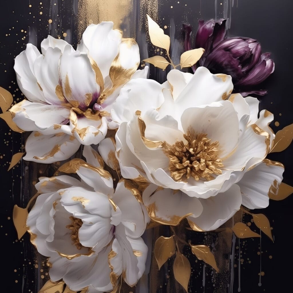 Flores blancas y granate — diseño completo