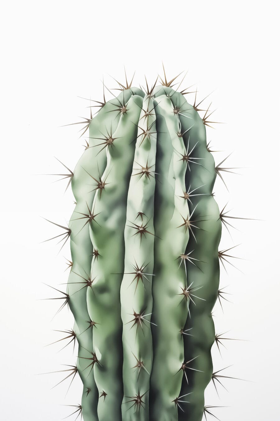 Cactus columnar sobre blanco — diseño completo